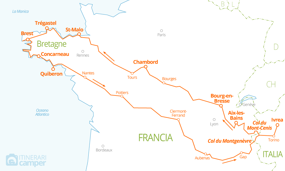 cartina itinerario bretagna