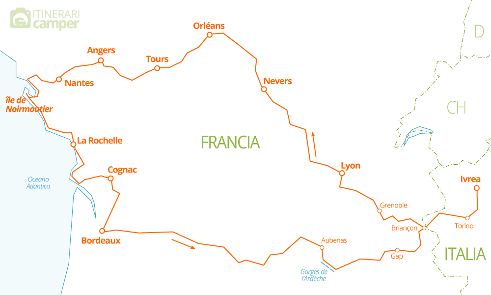 mappa francia castelli della loira