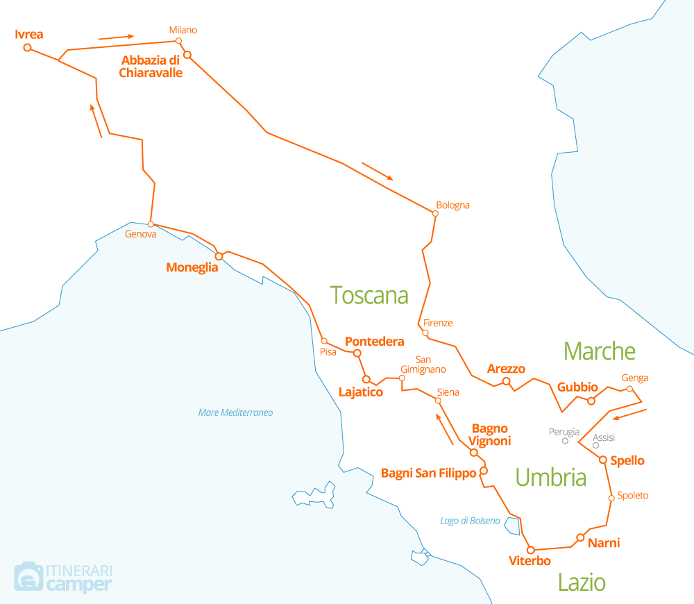 mappa toscana umbria