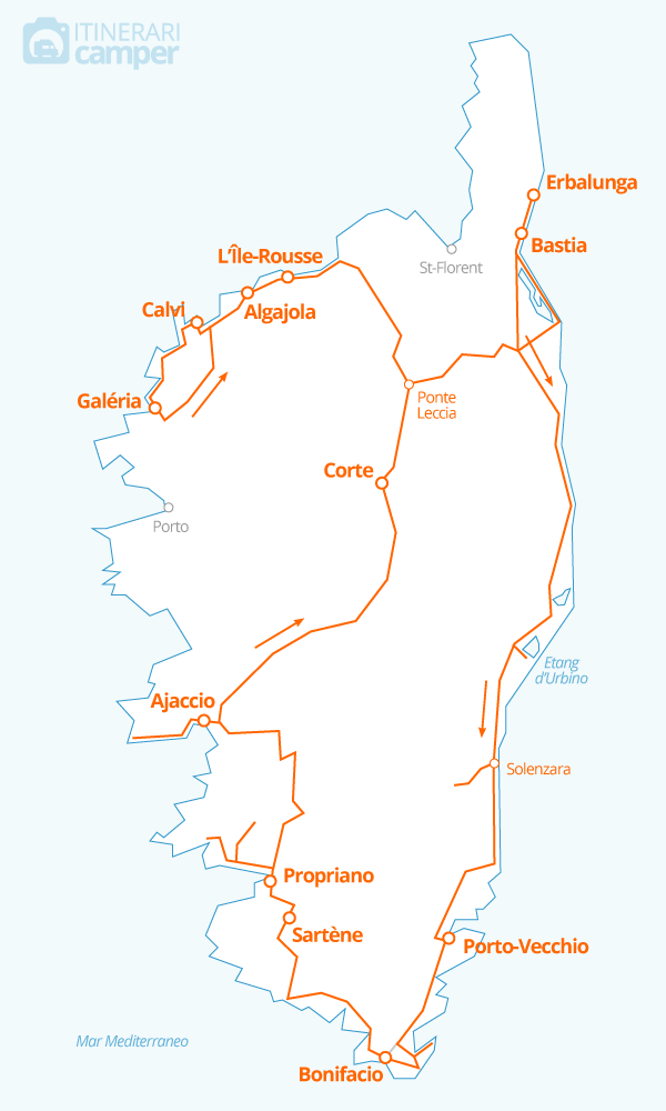 mappa corsica tour completo