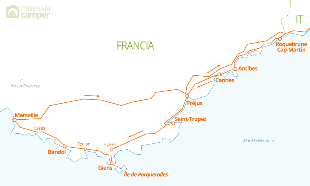 mappa francia costa azzurra