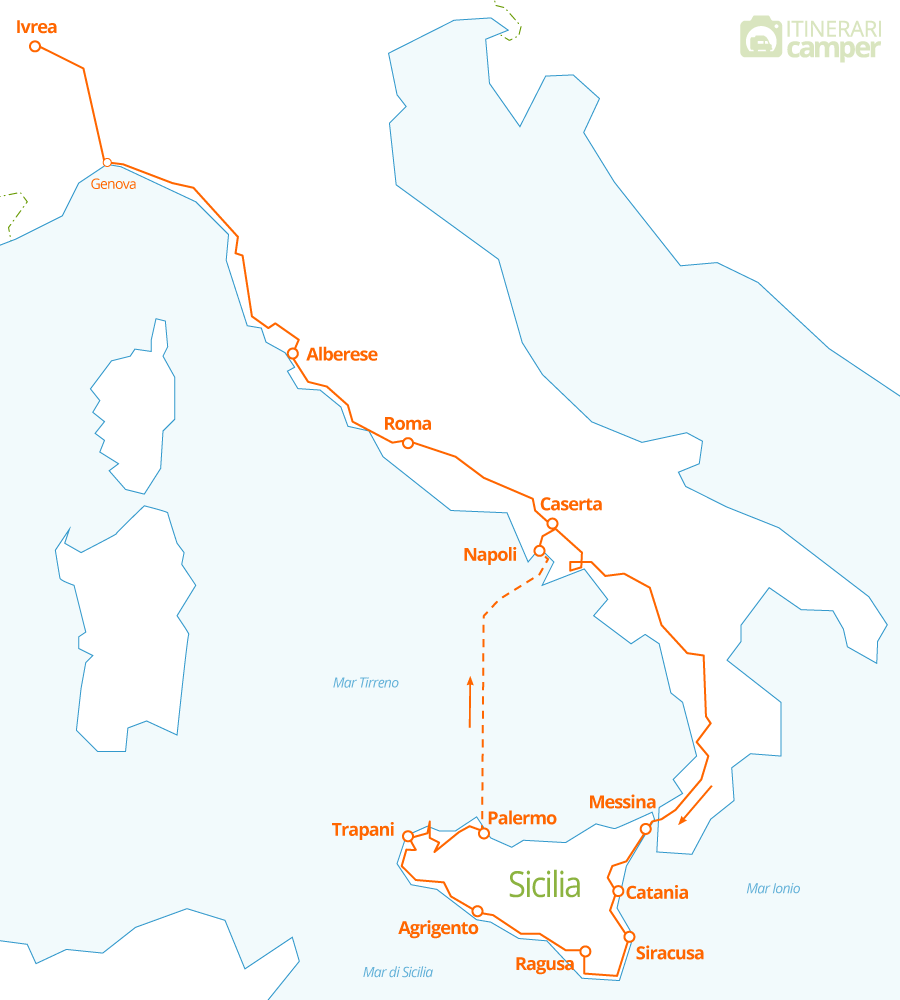 cartina itinerario sicilia