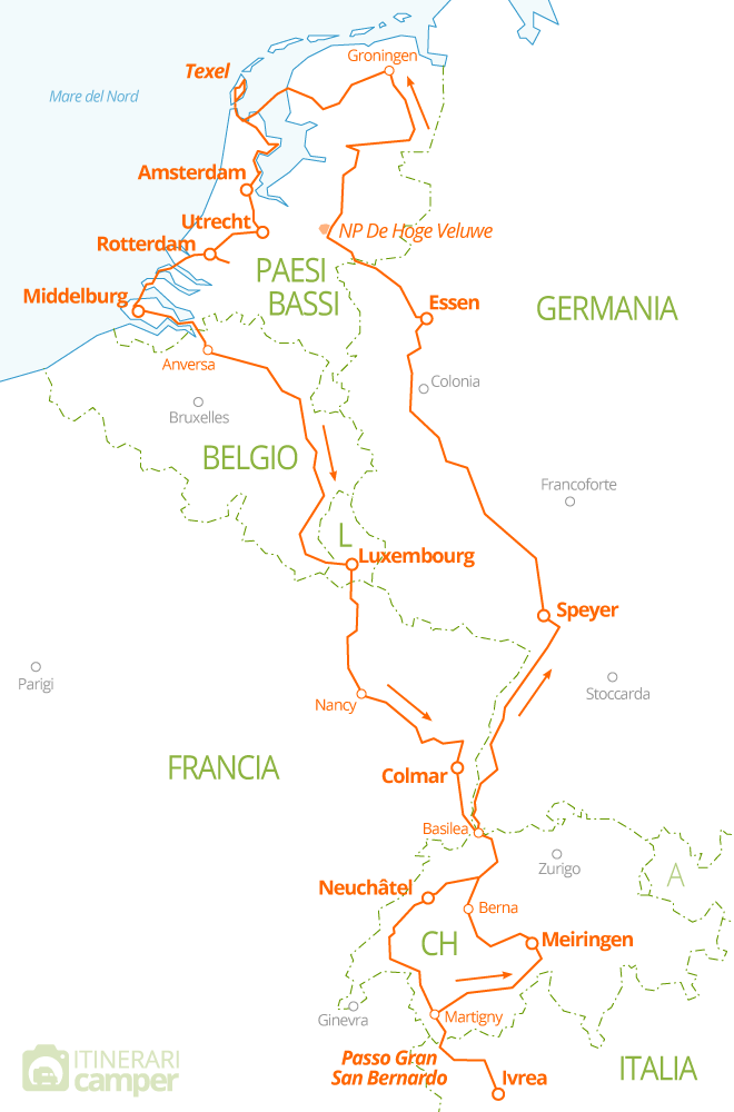 cartina itinerario olanda